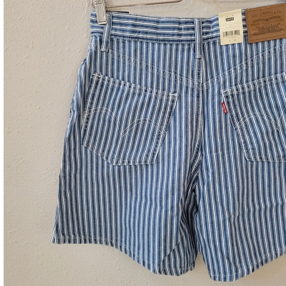 LEVI'S 27 Stripe High Rise Baggy Shorts Women